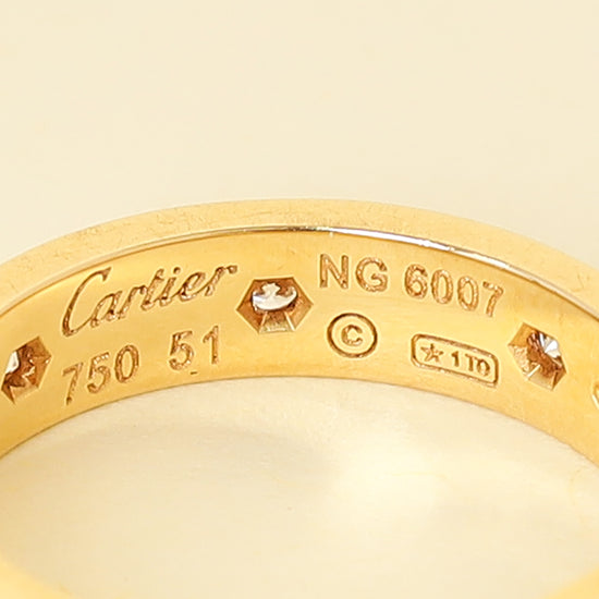 Cartier 18K Yellow Gold Love 8 Diamond Small Model Ring 51
