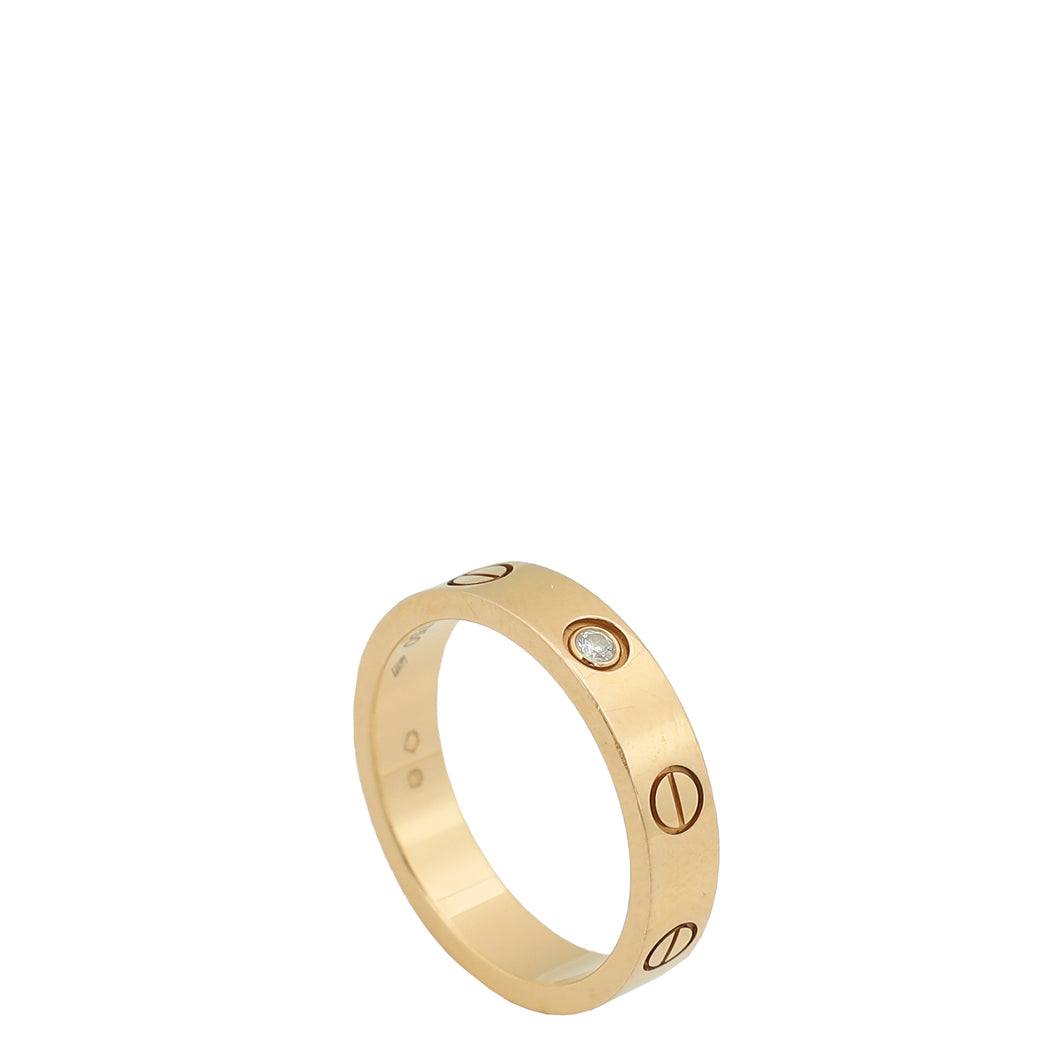 Cartier 18K Pink Gold 1 Diamond Love Wedding Ring 51-Cartier-THE CLOSET