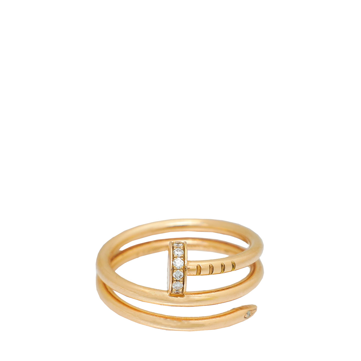 Cartier 18K Rose Gold 14 Diamonds Double Juste Un Clou Ring 50-Cartier-THE CLOSET