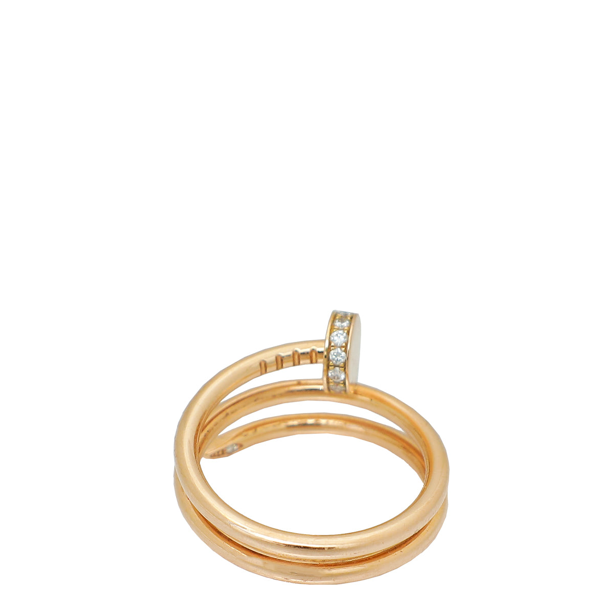 Cartier 18K Rose Gold 14 Diamonds Double Juste Un Clou Ring 50-Cartier-THE CLOSET