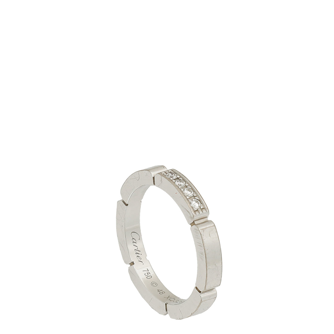Cartier 18K White Gold Diamond Maillon Panthère Wedding Band Ring 48-Cartier-THE CLOSET