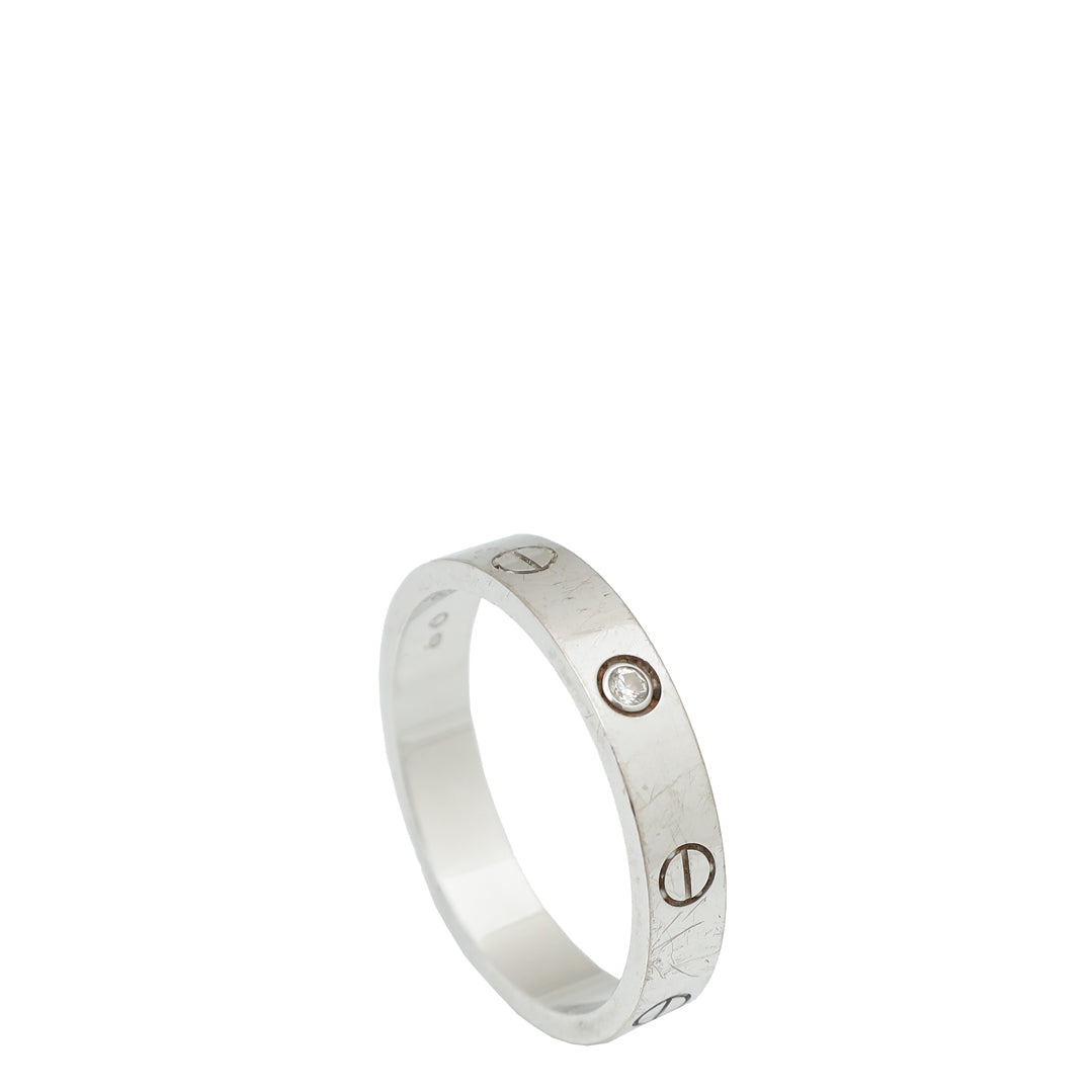 Cartier 18K White Gold 1 Diamond Love Wedding Band 61-Cartier-THE CLOSET