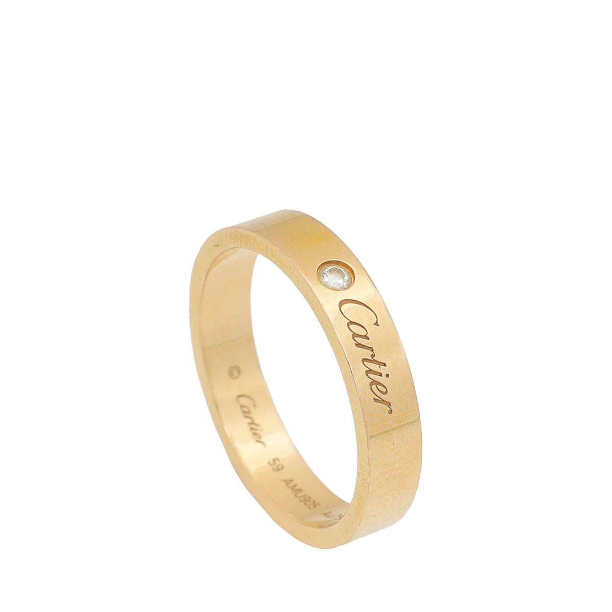 Cartier 18K Pink Gold Diamond C De Cartier Wedding Band Ring 59-Cartier-THE CLOSET