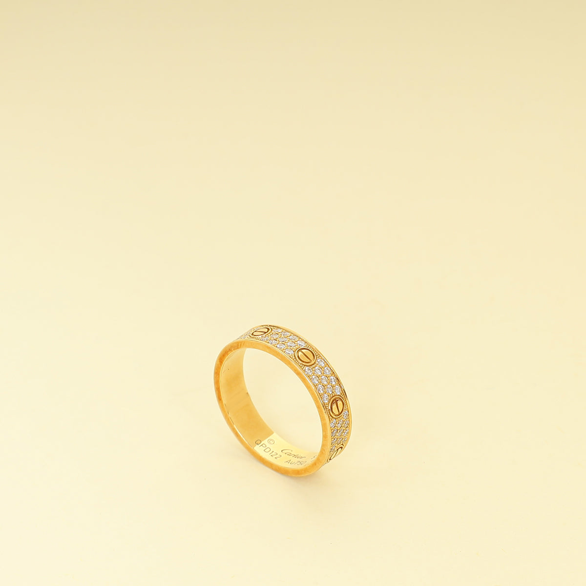 Cartier 18K Yellow Gold Love Pave Diamond Small Model Ring 57