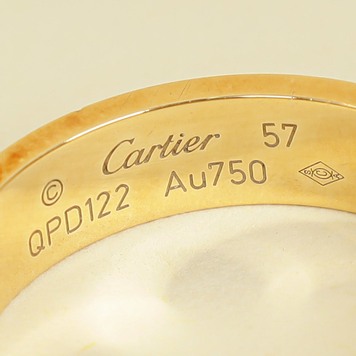 Cartier 18K Yellow Gold Love Pave Diamond Small Model Ring 57