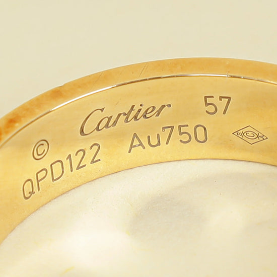 Cartier 18K Yellow Gold Love Pave Diamond Small Model Ring 57