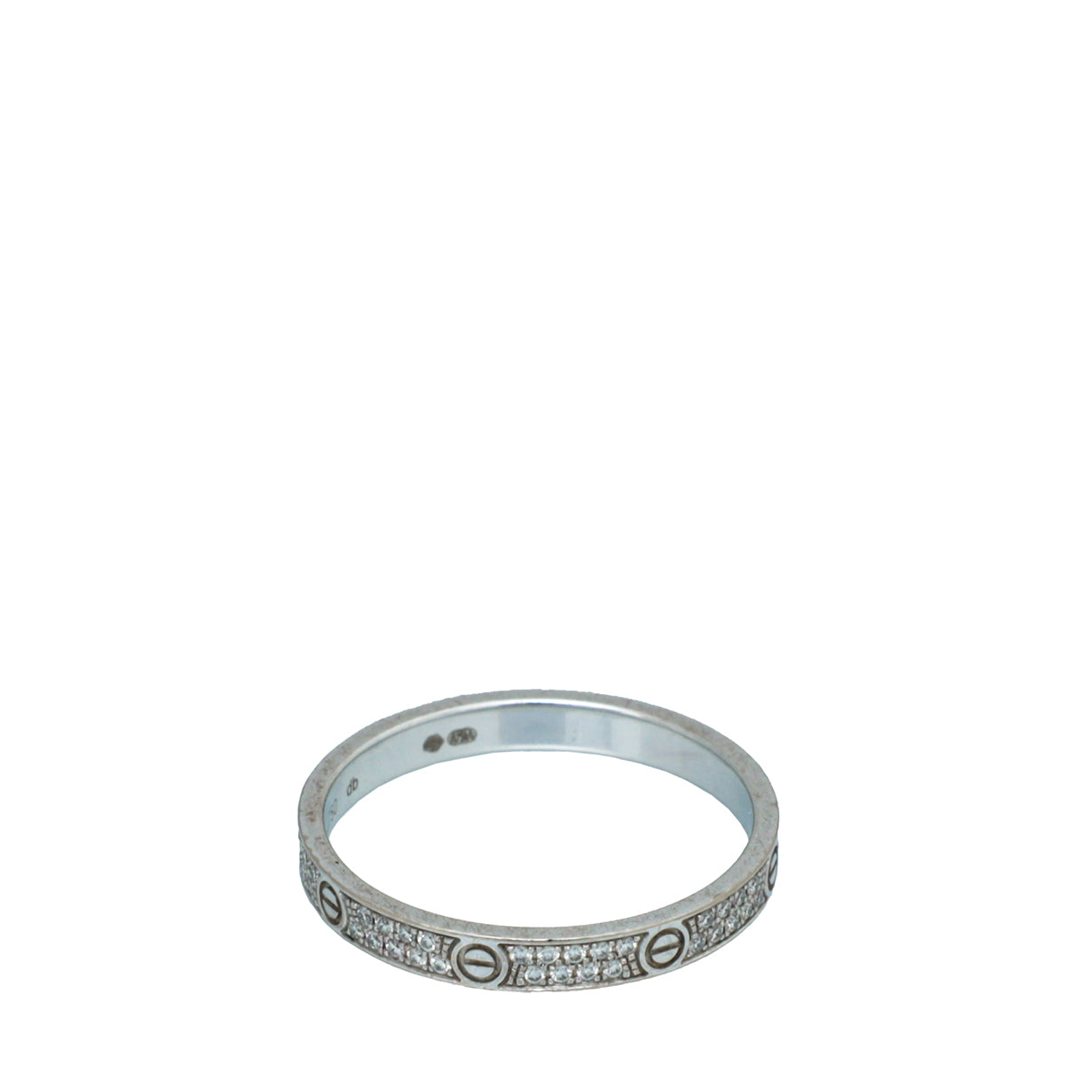 Cartier 18K White Gold Diamond Love Small Model Ring 55-Cartier-THE CLOSET