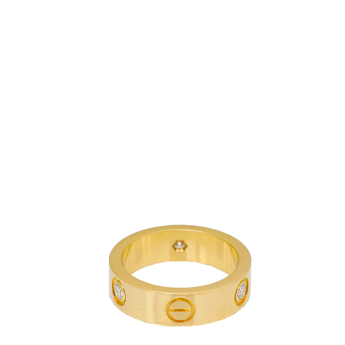 Cartier 18K Yellow Gold 3 Diamond Love Ring 53-Cartier-THE CLOSET