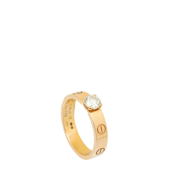 Cartier 18K Rose Gold Diamond Love Solitaire Ring 53