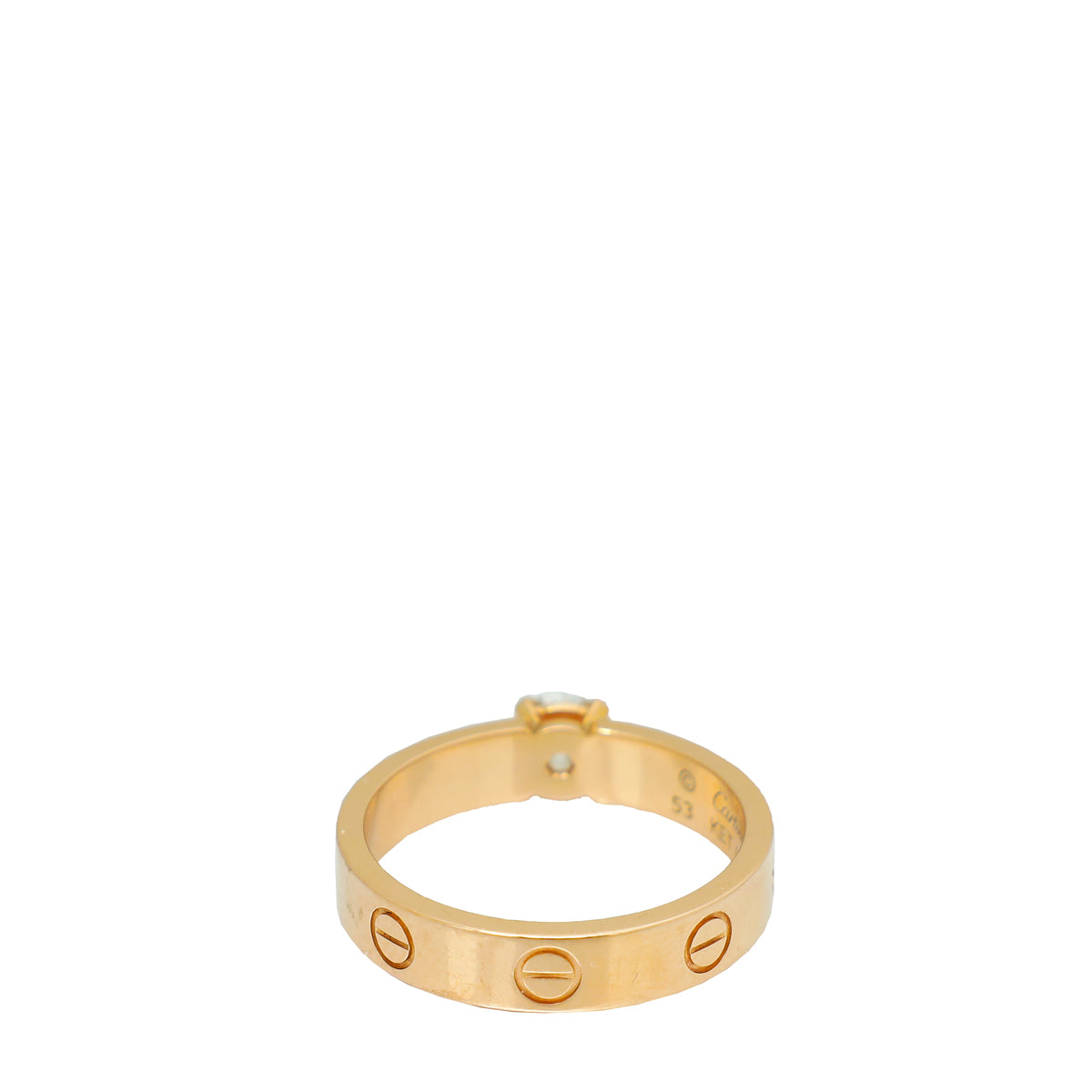 Cartier 18K Rose Gold Diamond Love Solitaire Ring 53-Cartier-THE CLOSET