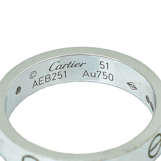 Cartier 18K White Gold 1 Diamond Love Wedding Band Ring 51