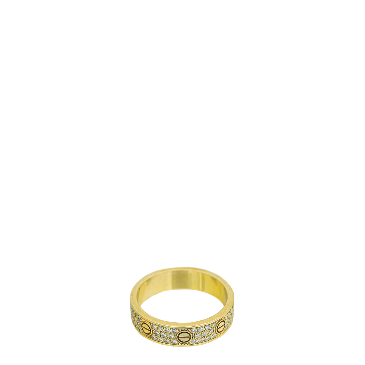 Cartier 18K Yellow Gold Love Paved Diamond Wedding Ring 54-Cartier-THE CLOSET