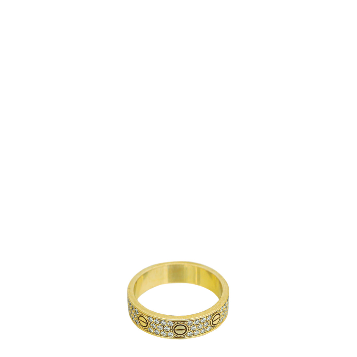 Cartier 18K Yellow Gold Love Paved Diamond Wedding Ring 54