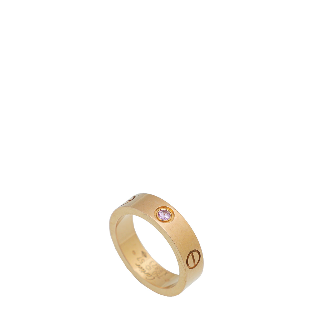Cartier 18K Rose Gold Love 1 Pink Sapphire Ring 57-Cartier-THE CLOSET