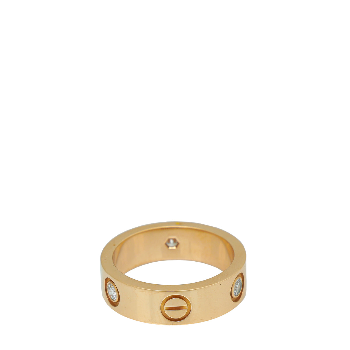 Cartier 18K Pink Gold 3 Diamonds Love Ring 52-Cartier-THE CLOSET
