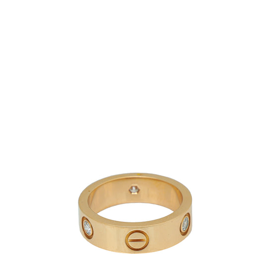 Cartier 18K Pink Gold 3 Diamonds Love Ring 52