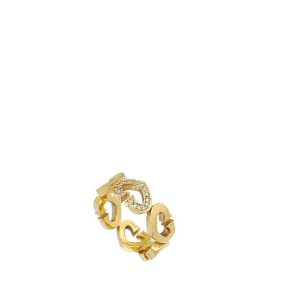 Cartier 18K Rose Gold Diamond C Heart Links Ring 53