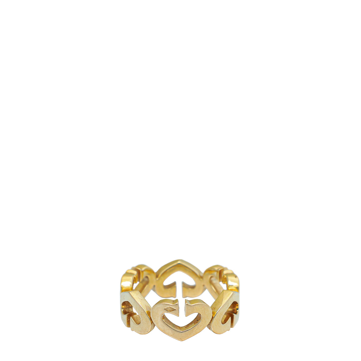 Cartier 18K Rose Gold Diamond C Heart Links Ring 53-Cartier-THE CLOSET