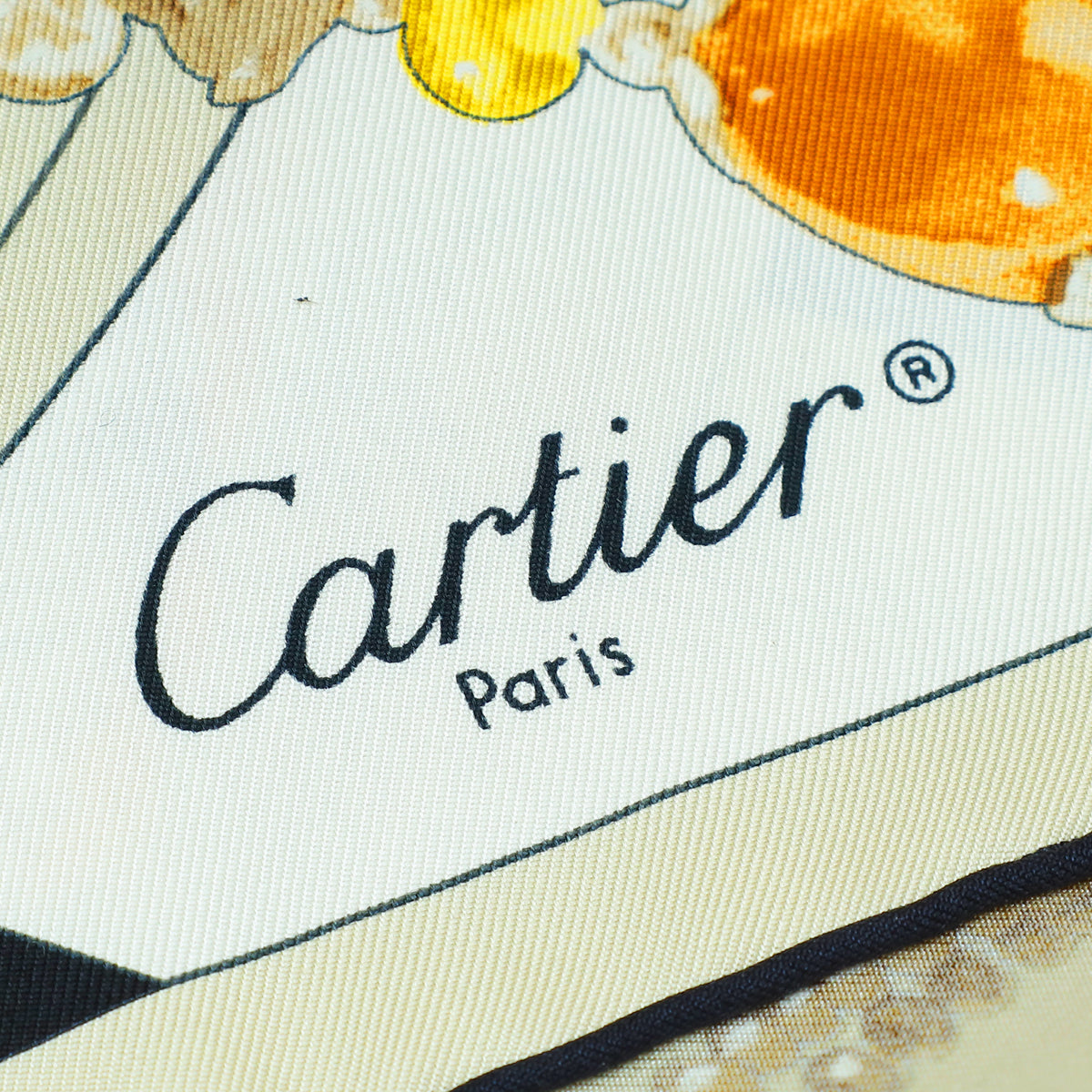 Cartier Multicolor Paris London New York Print Jewelry Print Silk Scarf