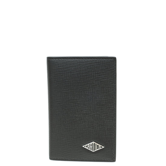 Cartier  Black Losange Four-Credit Card Holder W/ EZP Initials