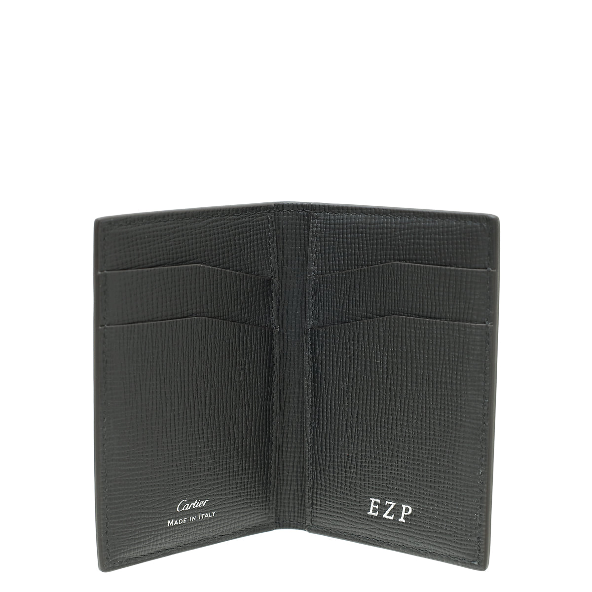 Cartier  Black Losange Four-Credit Card Holder W/ EZP Initials