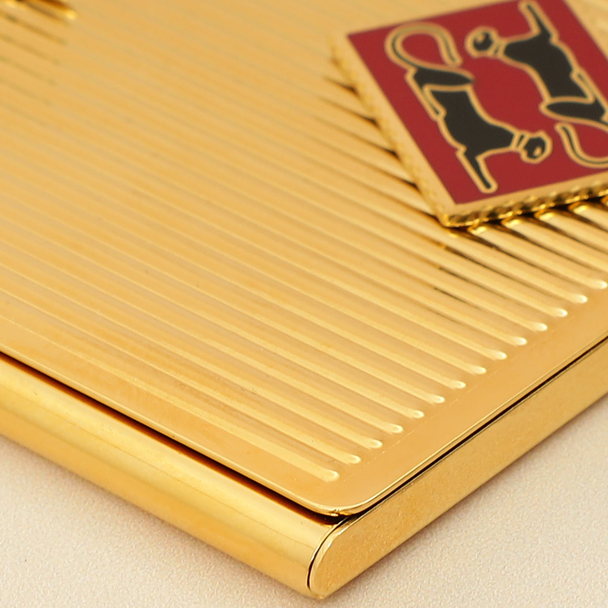 Cartier Diabolo De Lacquered Golden-Finish Metal Card Holder-Cartier-THE CLOSET