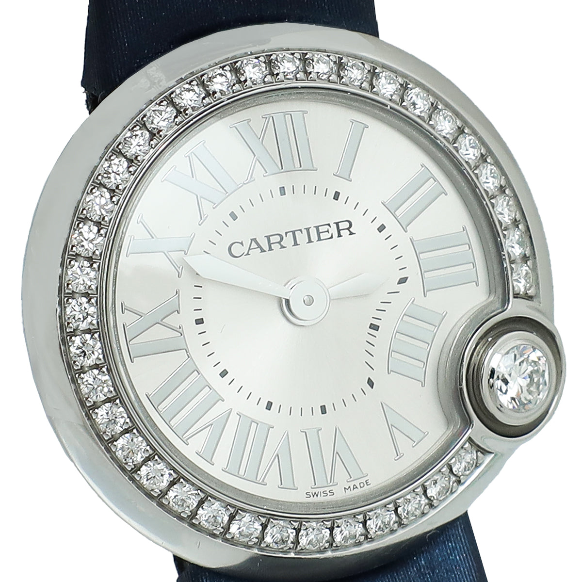 Cartier Steel Diamond Ballon Blanc 26mm Quartz Watch
