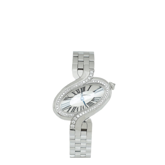 Cartier 18K White Gold Diamond Delices De Cartier Quartz Watch