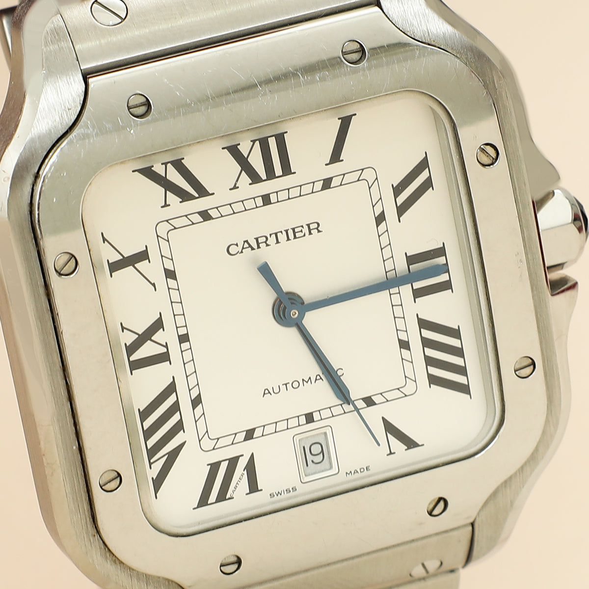 Cartier Stainless Steel Santos De Cartier Medium Model Automatic 35.1 mm Watch-Cartier-THE CLOSET
