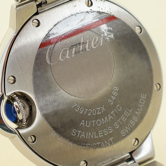 Cartier Stainless Steel Diamond Ballon Bleu Automatic 33mm Watch