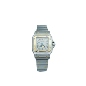 Cartier Steel Gold Santos Galbee Moon Phase 24mm Quartz Watch