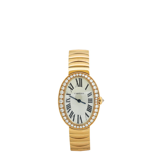 Cartier 18K Rose Gold Diamond Baignoire Small Model Watch