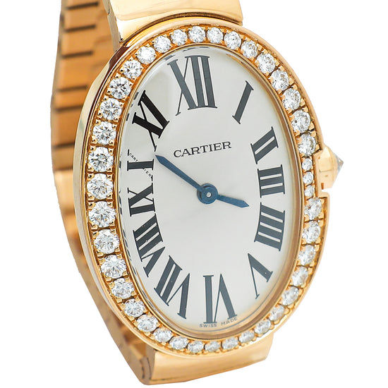 Cartier 18K Rose Gold Diamond Baignoire Small Model Watch