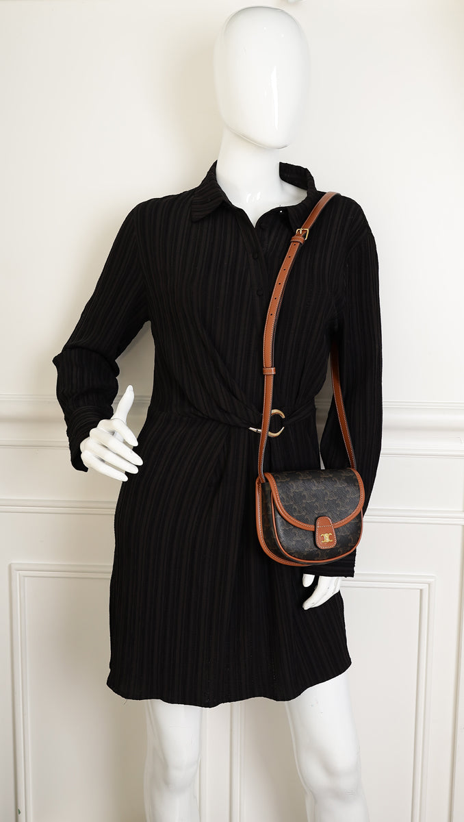 Celine Brown Triomphe Mini Besace Bag