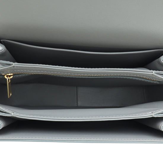 Celine Cloudy Grey Shiny Classique Triomphe Flap Bag