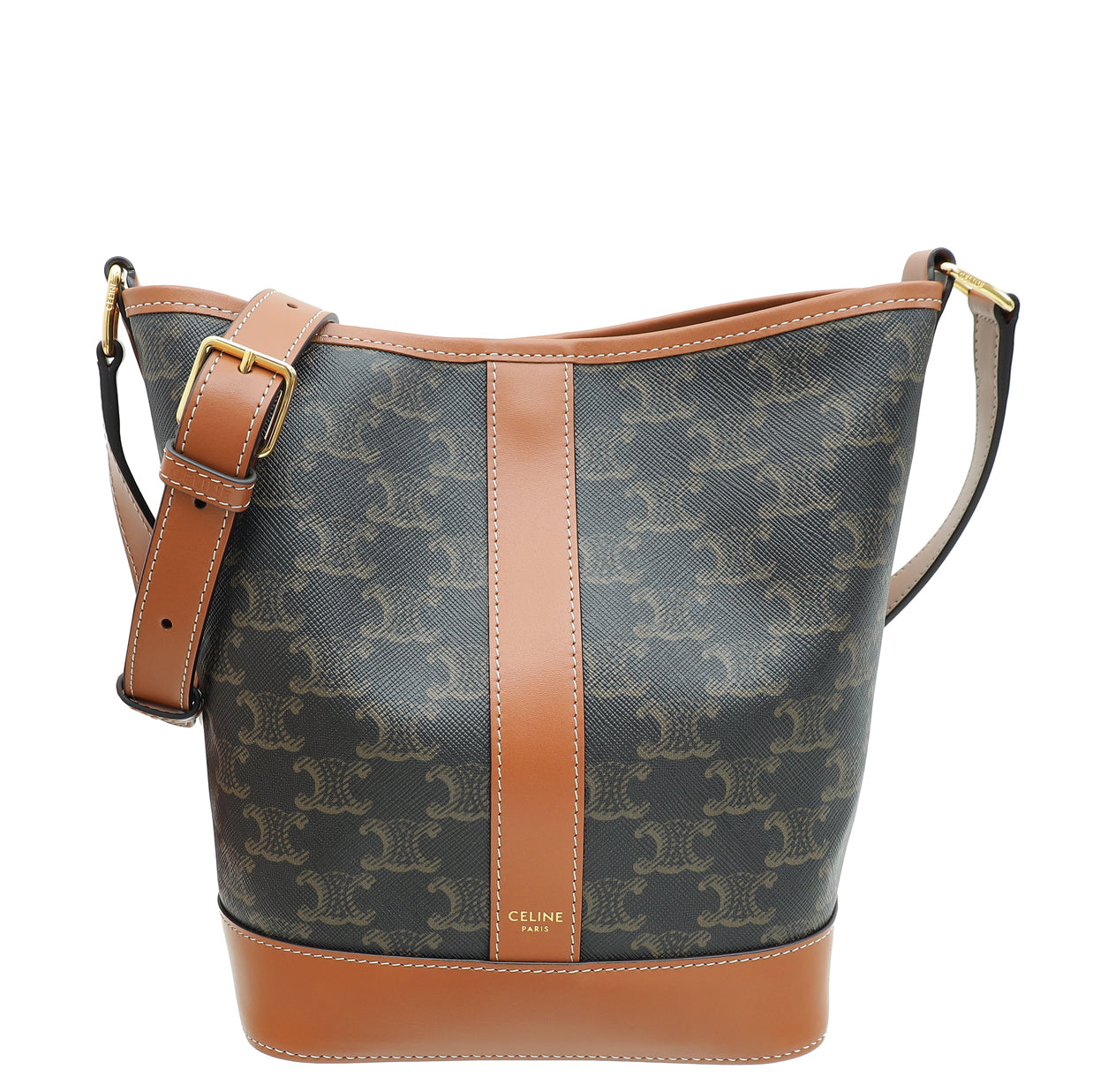 Celine Tan Triomphe Small Bucket Bag-Celine-THE CLOSET