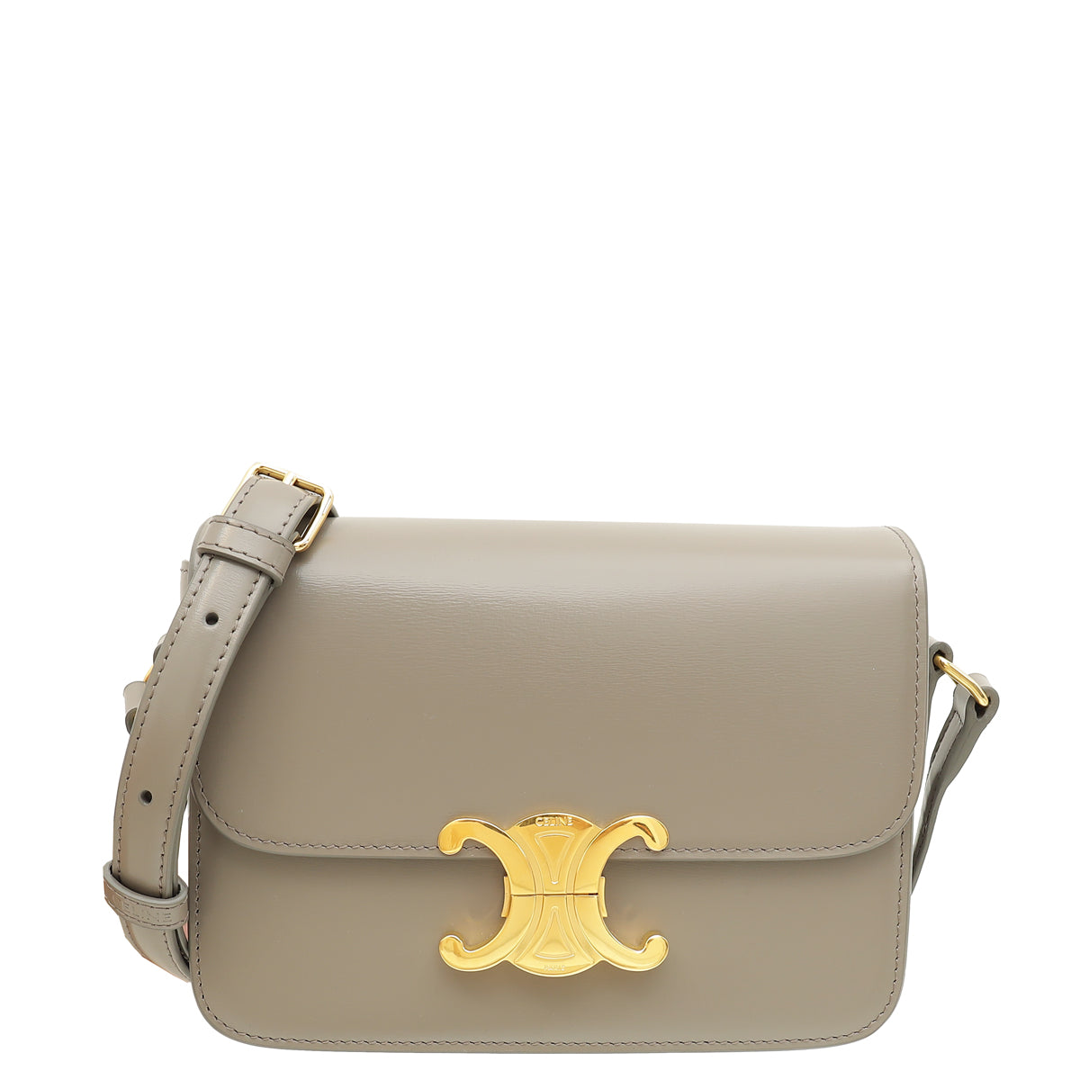 Celine Gray Teen Triomphe Flap Shoulder Bag