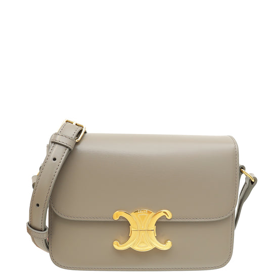 Celine Gray Teen Triomphe Flap Shoulder Bag