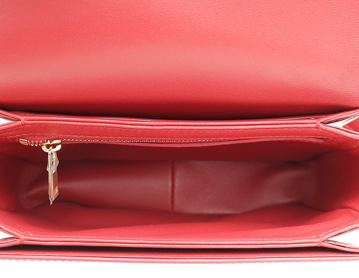 Celine Red Teen Triomphe Flap Shoulder Bag