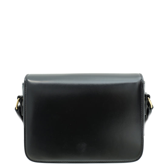 Celine Black Teen Triomphe Flap Shoulder Bag