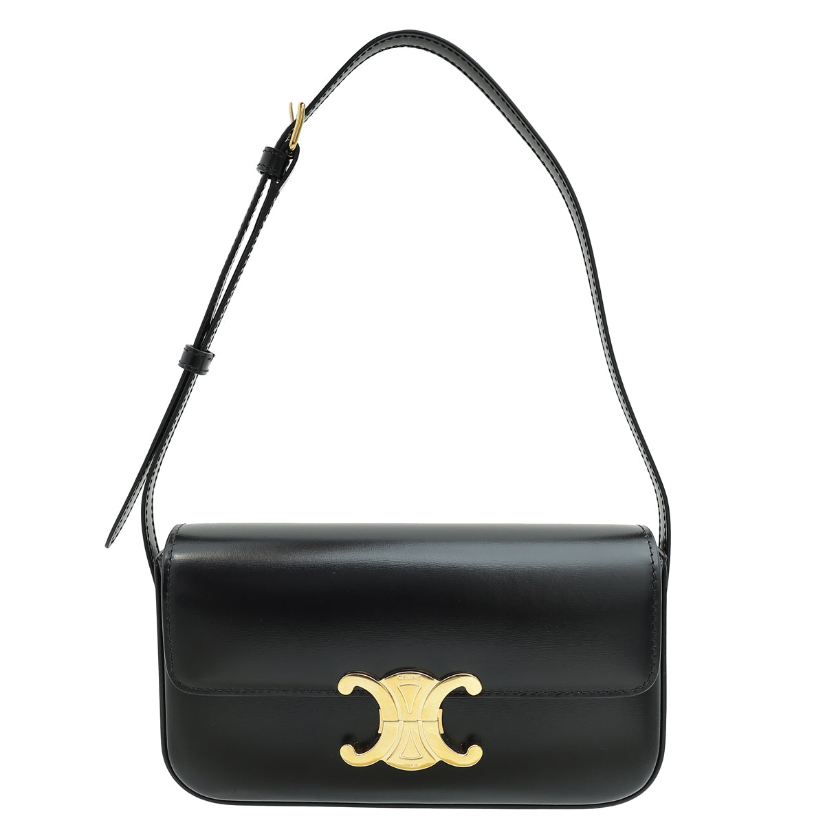 Celine Black Triomphe Shiny Shoulder Bag-Celine-THE CLOSET