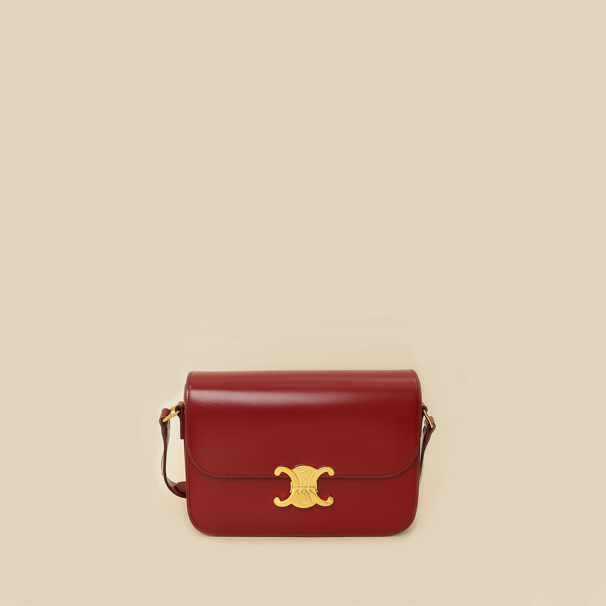 Celine Red Classique Triomphe Shoulder Bag-Celine-THE CLOSET