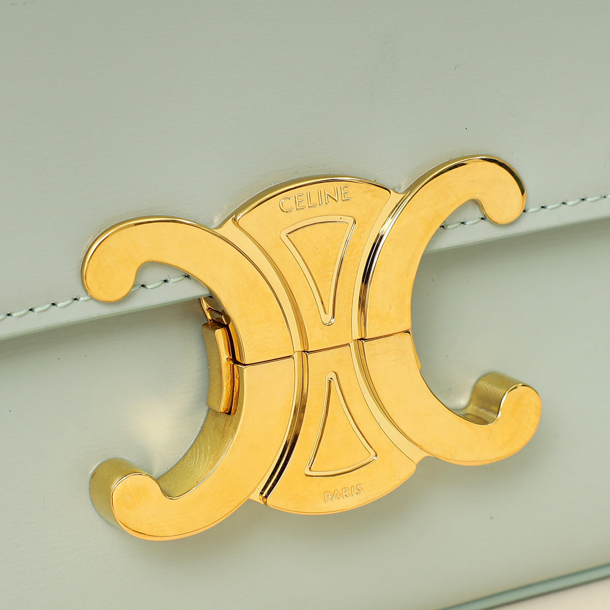 Celine Soft Blue Claude Triomphe Shiny Shoulder Bag-Celine-THE CLOSET