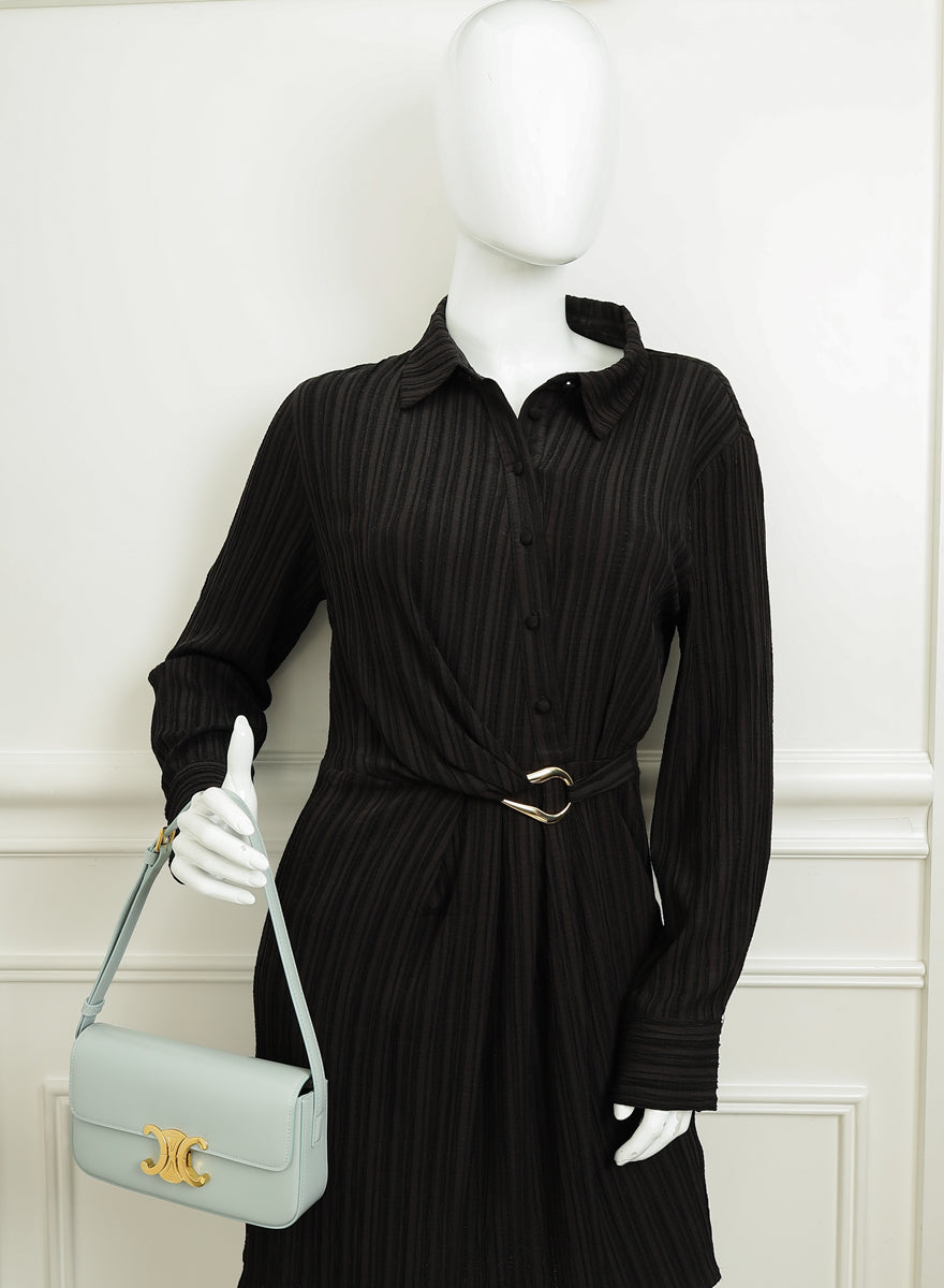 Celine Soft Blue Claude Triomphe Shiny Shoulder Bag-Celine-THE CLOSET