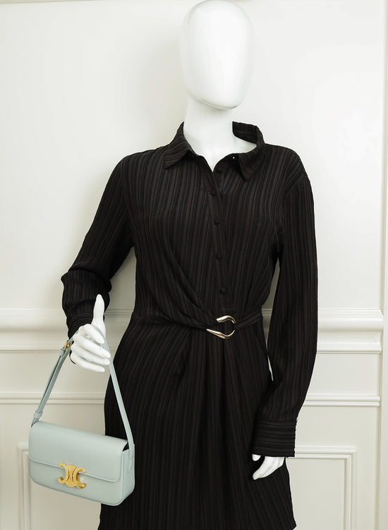 Celine Soft Blue Claude Triomphe Shiny Shoulder Bag-Celine-THE CLOSET