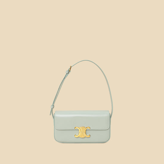 Celine Soft Blue Claude Triomphe Shiny Shoulder Bag-Celine-THE CLOSET