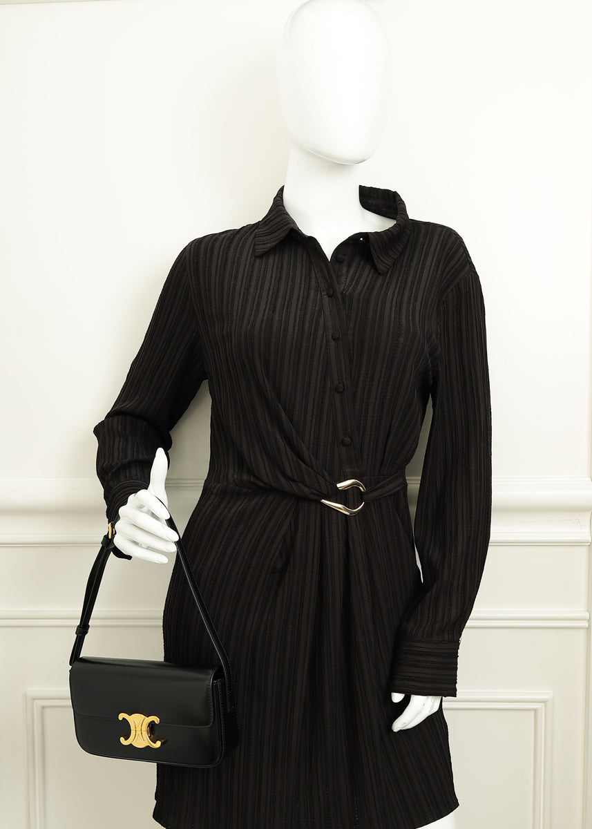 Celine Black Claude Triomphe Shoulder Bag-Celine-THE CLOSET