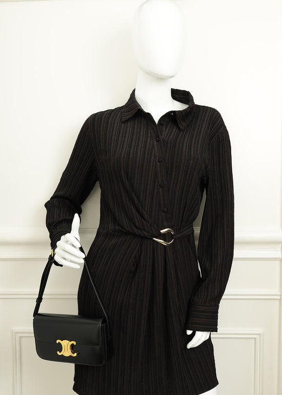 Celine Black Claude Triomphe Shoulder Bag-Celine-THE CLOSET