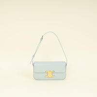 Celine Soft Blue Claude Triomphe Shiny Shoulder Bag
