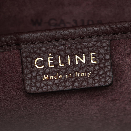 Celine Burgundy Nano Luggage Bag